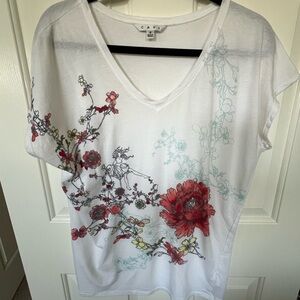 CAbi White Red Graphic Relaxed T-Shirt